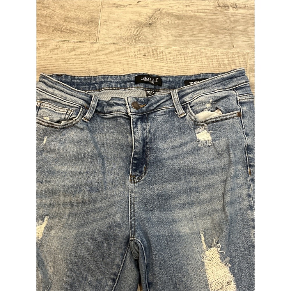 Judy Blue Women Relaxed Fit Distressed High-Rise Stretch Denim Jeans Size 15/32 - Picture 4 of 7